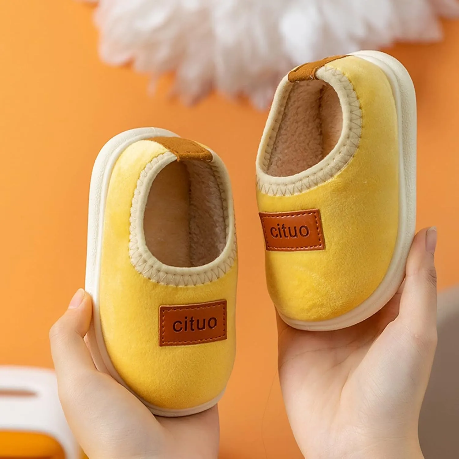 Childrens Girl Cotton Shoes Solid Color Fashion Soft Sole Winter Warm Indoor Non Slip Cotton Shoes Footie Baby Organic