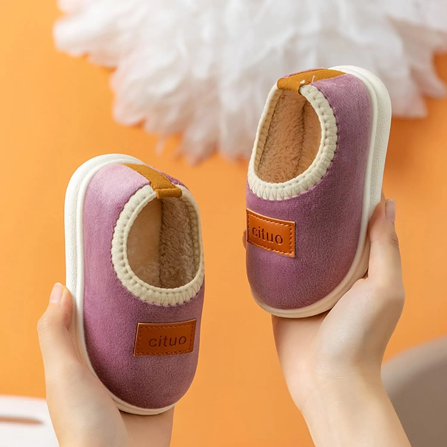 Childrens Girl Cotton Shoes Solid Color Fashion Soft Sole Winter Warm Indoor Non Slip Cotton Shoes Footie Baby Organic