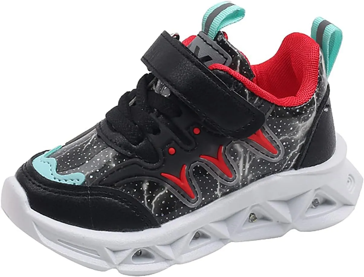 Children's Sneakers LED Charged Breathable Soft Sole Strap Collision Color for 1 to 6 Years Girls Shoes Youth Size 3