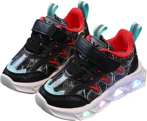 Children's Sneakers LED Charged Breathable Soft Sole Strap Collision Color for 1 to 6 Years Girls Shoes Youth Size 3