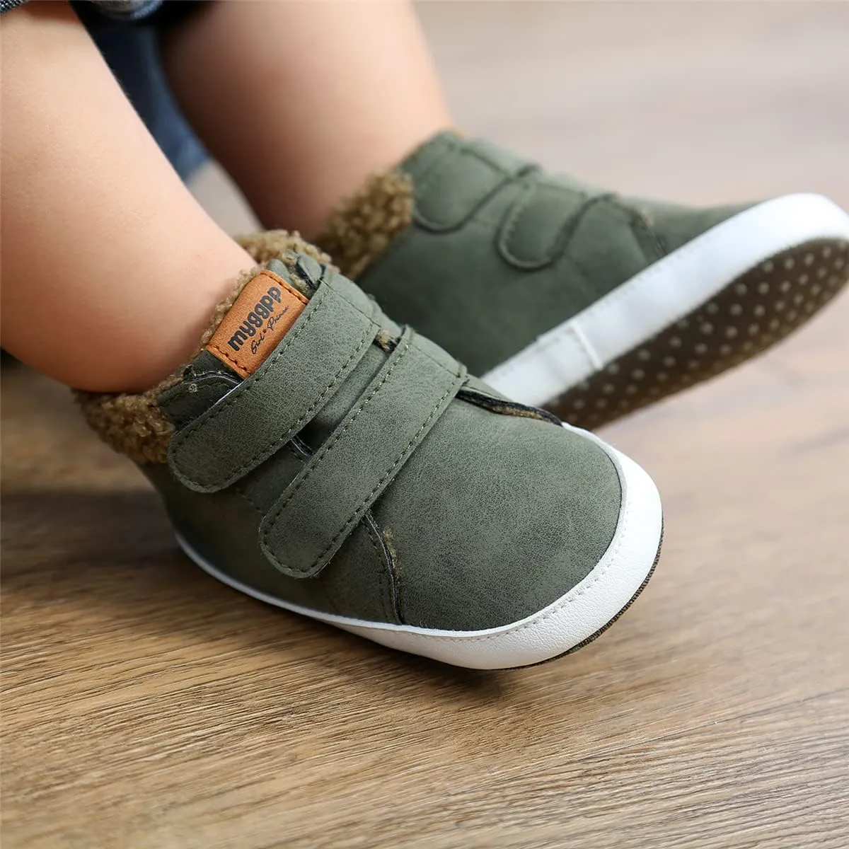 COSANKIM Baby Booties Baby Girl Shoes Winter Warm Fur Lining Non-Slip Lace Up Newborn Boots Infant Toddler First Walker Crib Shoes