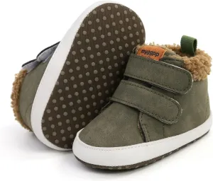 COSANKIM Baby Booties Baby Girl Shoes Winter Warm Fur Lining Non-Slip Lace Up Newborn Boots Infant Toddler First Walker Crib Shoes