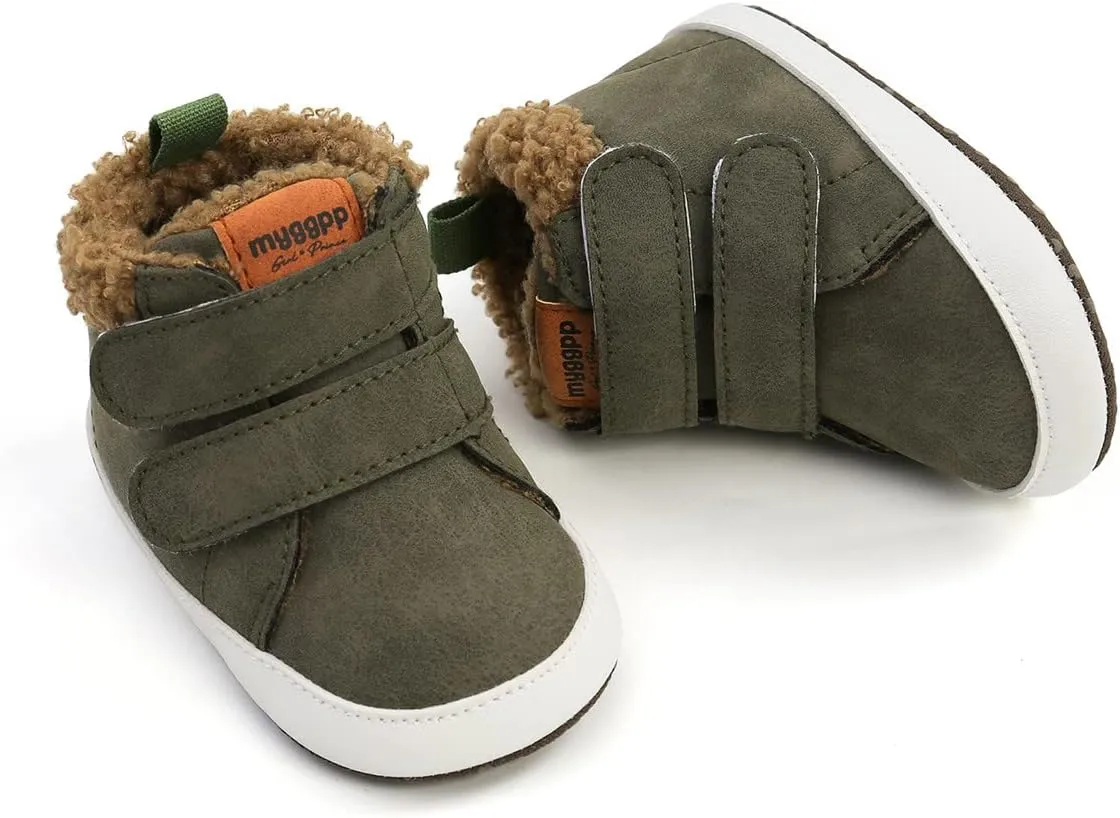 COSANKIM Baby Booties Baby Girl Shoes Winter Warm Fur Lining Non-Slip Lace Up Newborn Boots Infant Toddler First Walker Crib Shoes