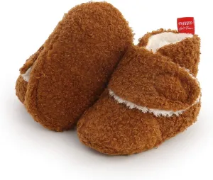 COSANKIM Baby Booties Newborn Boys Girls Fleece Boots Non Slip Grippers Stay On Slipper Socks Infant First Walker Winter Warm Crib Shoes