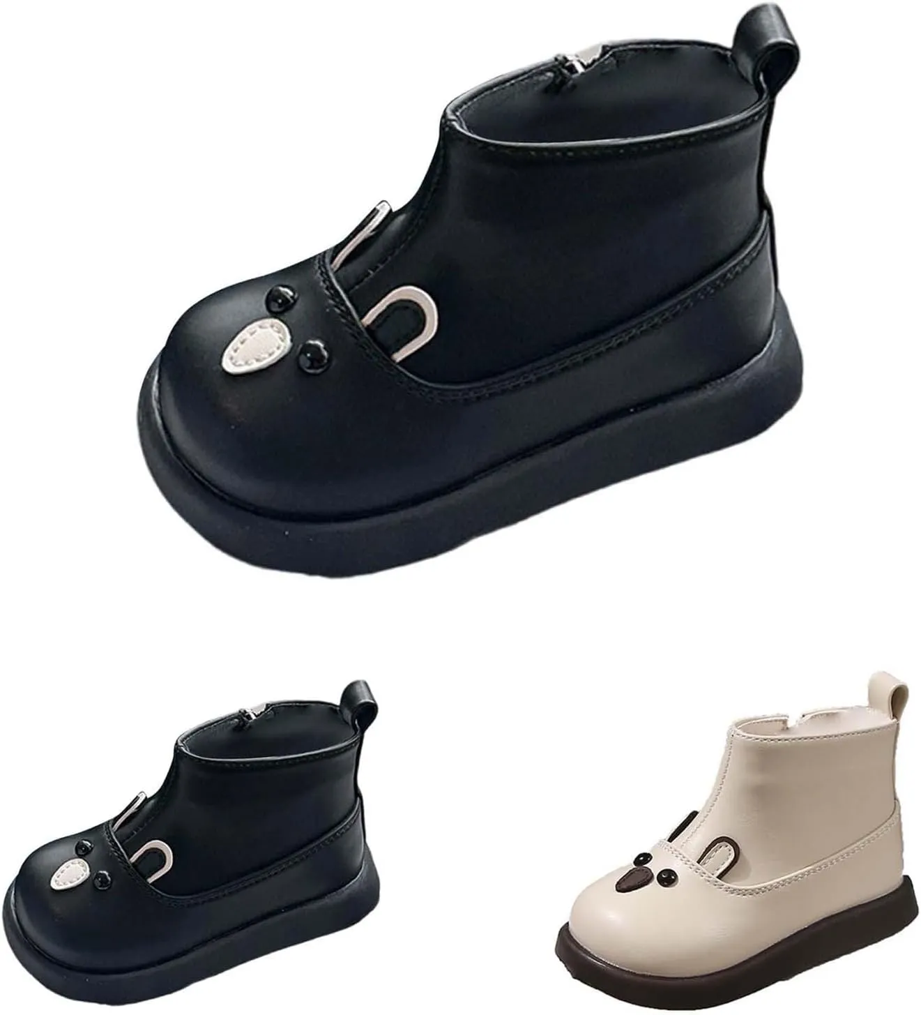 Cute artoon PU Leather Ankle Boots for Toddler Infant Lightweight Anti Slip Soft Sole Breathable Casual Shoes