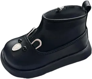 Cute artoon PU Leather Ankle Boots for Toddler Infant Lightweight Anti Slip Soft Sole Breathable Casual Shoes