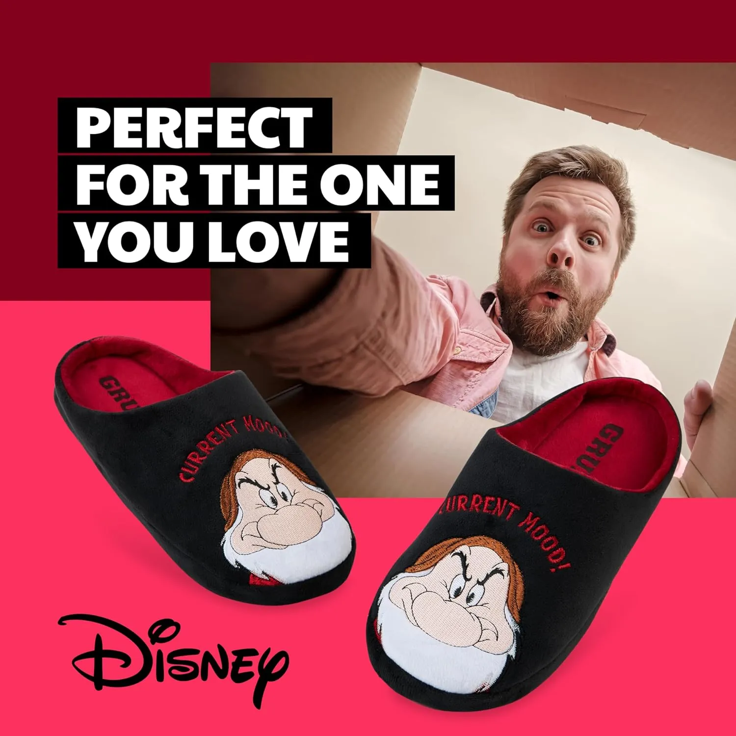 Disney Men's Slippers - Baby Yoda Indoor House Shoes Non Slip Sole - Gifts for Him