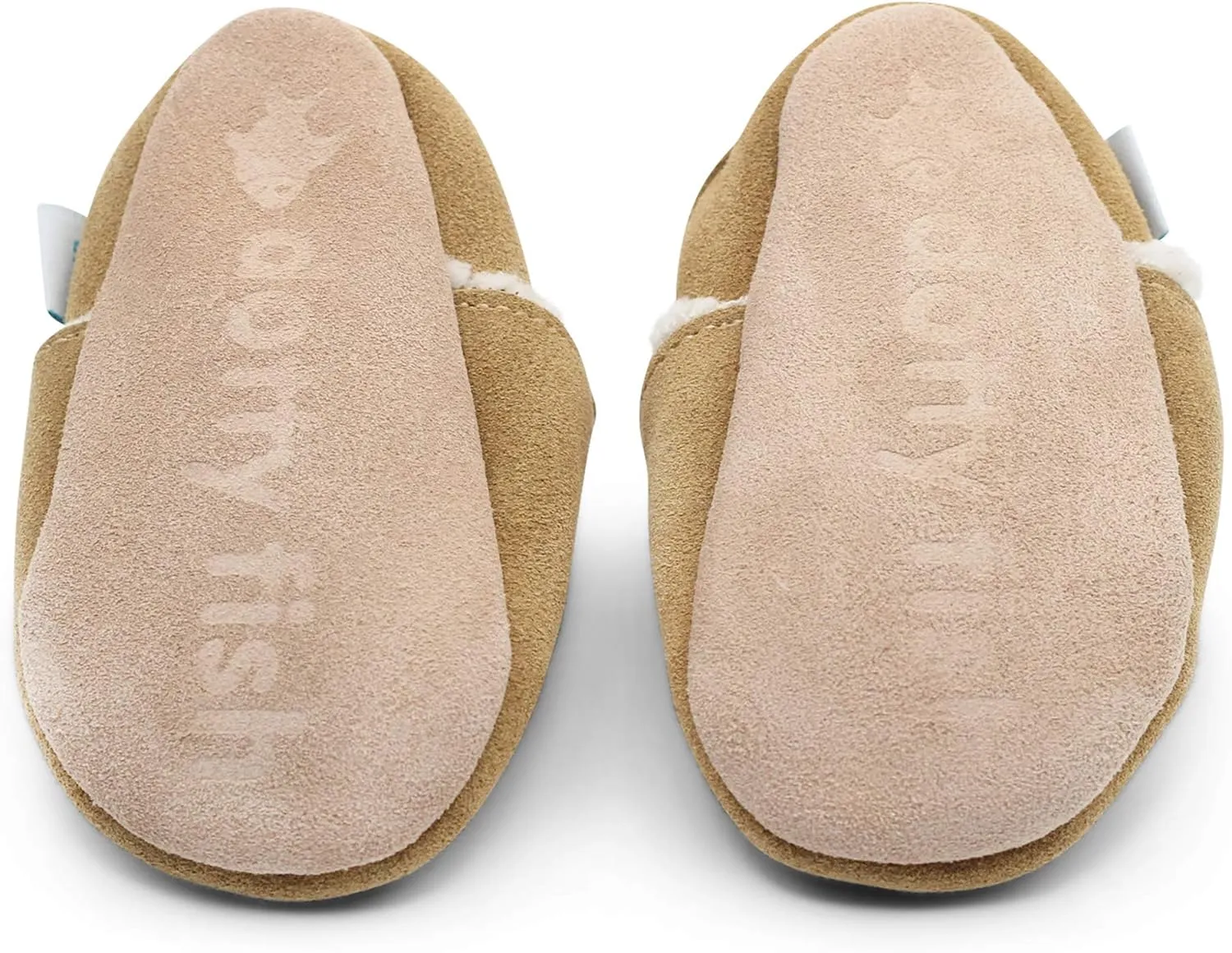 Dotty Fish Baby & Toddler Suede Slippers  Fleece Lined, Non-Slip Soft Sole Shoes  Warm Cozy Slippers for Boys & Girls  Ages 0-4
