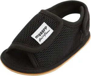 EnJoCho Baby Sport Shoes Baby Girls Rubber Mesh Non-Slip Boys Sandals Flat Shoes Shoes Soft Sole Walking Baby Shoes (Black, 12-12M)