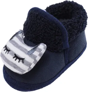 EnJoCho Children Walking Shoes Baby Girls Boys Warm Shoes Soft Sole Booties Snow Boots Comfortable Shoes (Dark Blue, 0-6 Months)