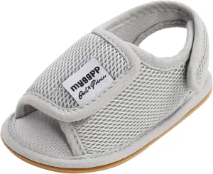 EnJoCho Cute Baby Girls Rubber Mesh Non-Slip Boys Sandals Flat Shoes Shoes Soft Sole Walking Baby Lightwight Shoes (Grey, 13-18M)