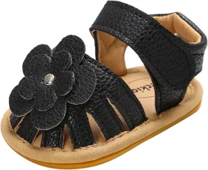 EnJoCho Cute Sandals Soft Baby Flower Girls Non-Slip Flat Rubber Sole Shoes Walking Boys Baby Lightwight Shoes (Black, 2Hmm)