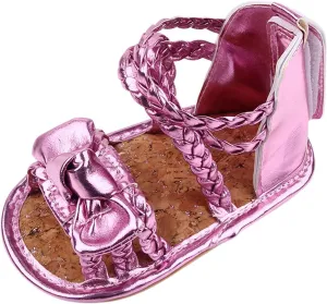 EnJoCho Cute Summer Girls Shoes Sandals Bow Rubber Baby Soft Boys Walking Flat Sole Non-Slip Baby Lightwight Shoes (Pink, 12-18 Months)