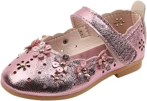EnJoCho Girls Sandal Shoes Flower Shoes Hollow Flower Shoes Sandals Soft Sole Princess Sandals Baby Shoes 1-11 Years (Pink, 4 Years)