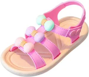 EnJoCho Infant Toddler Shoes Soft Sole Non Slip Straw Soft Sole Beach Shoes Sweet Fashion Bow Sandals Toddler Walking Shoes (Pink, 2.5Years)