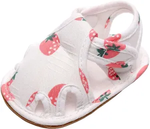 EnJoCho Infant Toddler Shoes Soft Sole Non Slip Toddler Floor Shoes Fruit Strawberry Print Sandals Toddler Walking Shoes (Pink, 3Months)