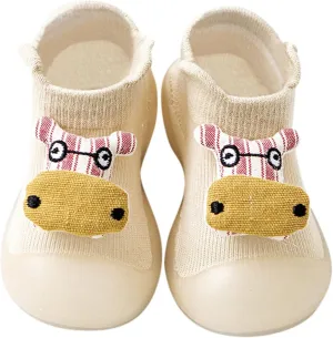 EnJoCho Kids Flats Sandals Toddler Kids Baby Boys Girls Shoes Cute Cartoon Animals Soft Soles First Walkers Antislip Shoes (Khaki, 2-3 Years)