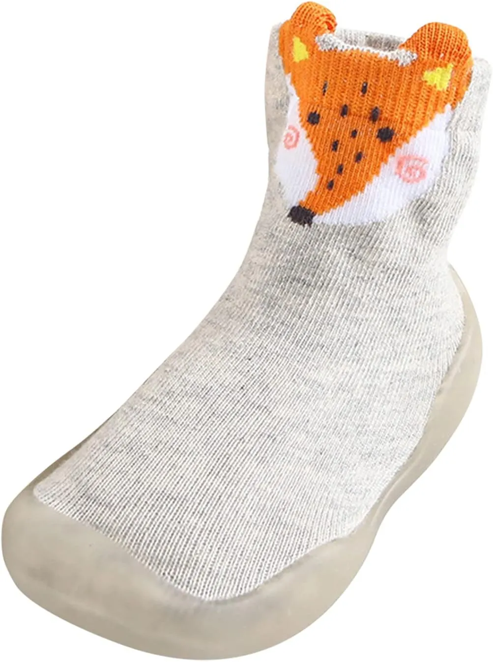 EnJoCho Non Slip Shoes for Toddler Baby Boys Girls Solid Warm Knit Soft Sole Rubber Shoes Slipper Stocking Soft Shoes Socks (Grey, 24)