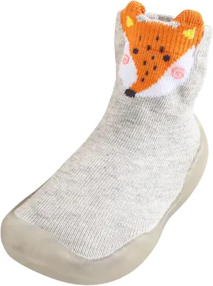 EnJoCho Non Slip Shoes for Toddler Baby Boys Girls Solid Warm Knit Soft Sole Rubber Shoes Slipper Stocking Soft Shoes Socks (Grey, 24)