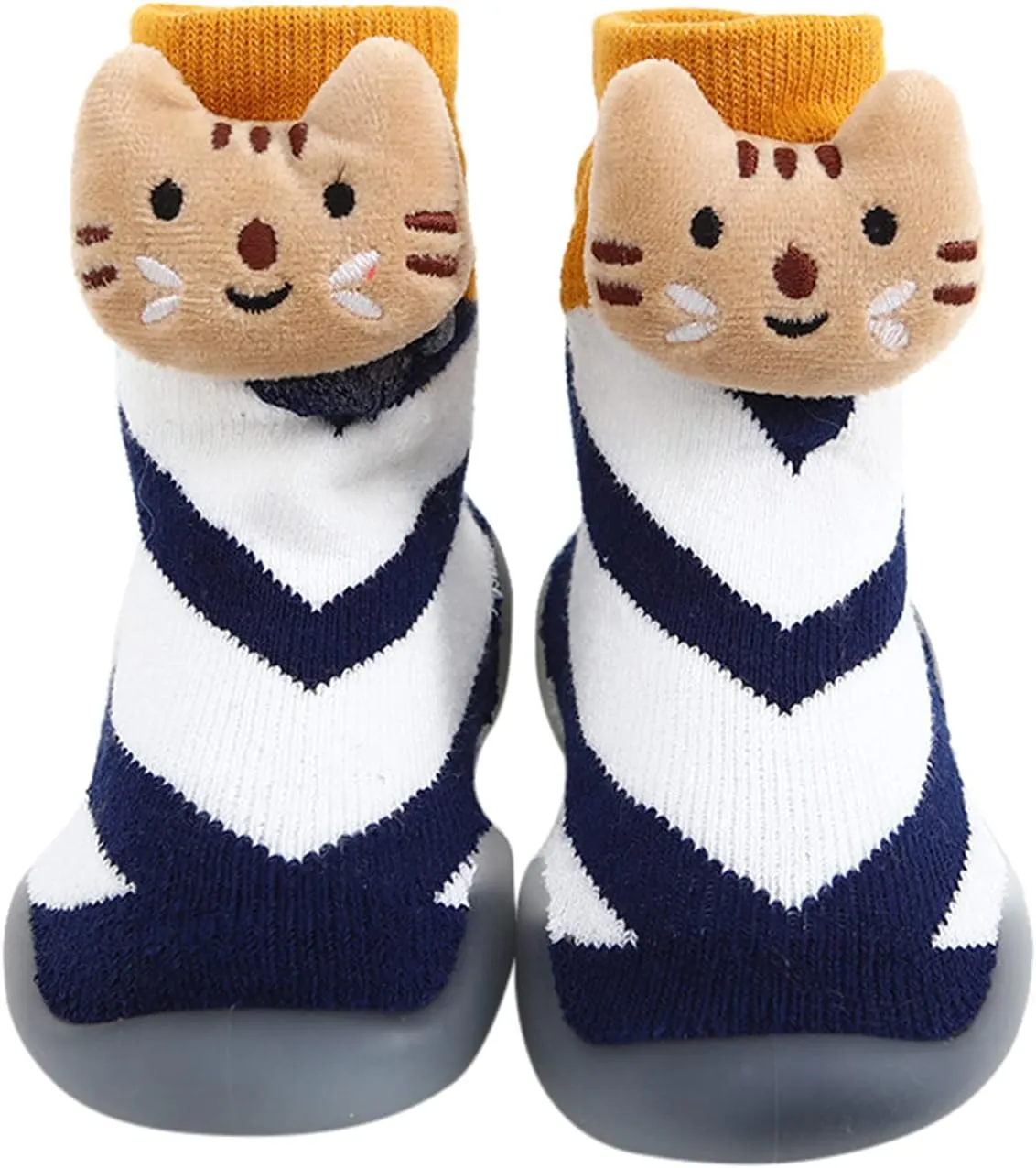 EnJoCho Non Slip Shoes for Toddler Kids Toddler Baby Boys Girls Solid Warm Knit Soft Sole Rubber Shoe Socks Slipper Stocking (D, 18)