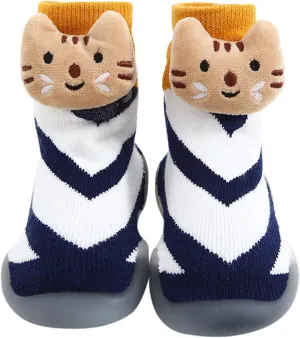 EnJoCho Non Slip Shoes for Toddler Kids Toddler Baby Boys Girls Solid Warm Knit Soft Sole Rubber Shoe Socks Slipper Stocking (D, 18)