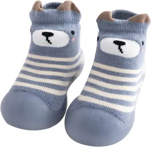 EnJoCho Outdoor Shoes for Children Kids Toddler Baby Boys Girls Solid Warm Knit Soft Sole Rubber Shoes Sock Slipper Stocking (Blue, 22)