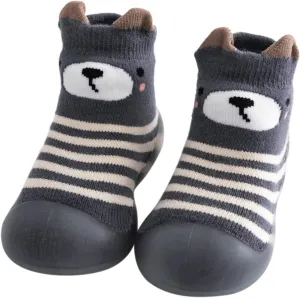 EnJoCho Outdoor Shoes for Children Kids Toddler Baby Boys Girls Solid Warm Knit Soft Sole Rubber Shoes Sock Slipper Stocking (Dark Gray, 20)