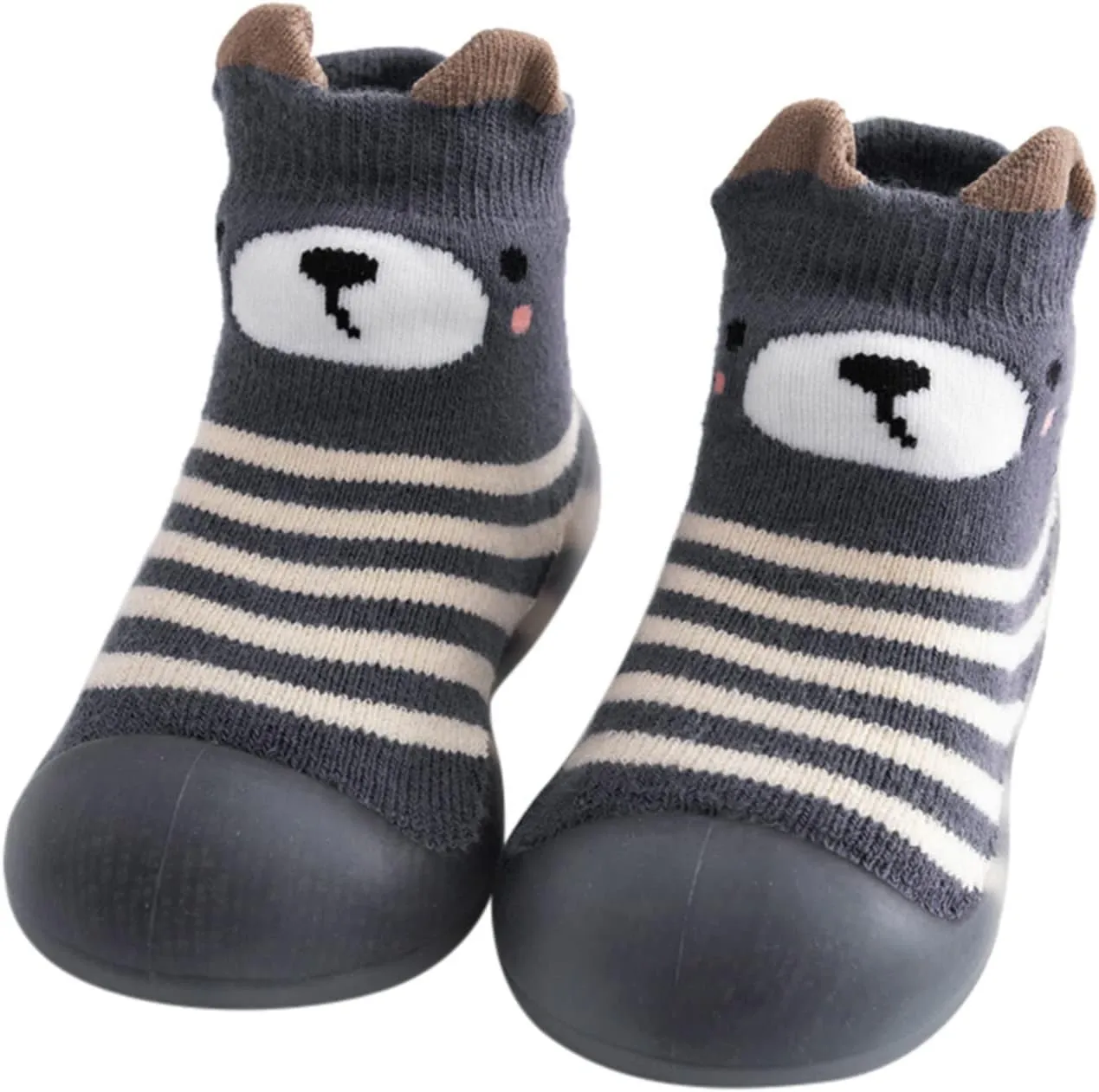 EnJoCho Outdoor Shoes for Children Kids Toddler Baby Boys Girls Solid Warm Knit Soft Sole Rubber Shoes Sock Slipper Stocking (Dark Gray, 20)