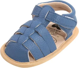 EnJoCho Tennis Shoes for Children Walking Flat Girls Non-Slip Baby Boys Sole Shoes Sandals Rubber Prewalker Soft Baby Sandals (Blue, 12-18 Months)