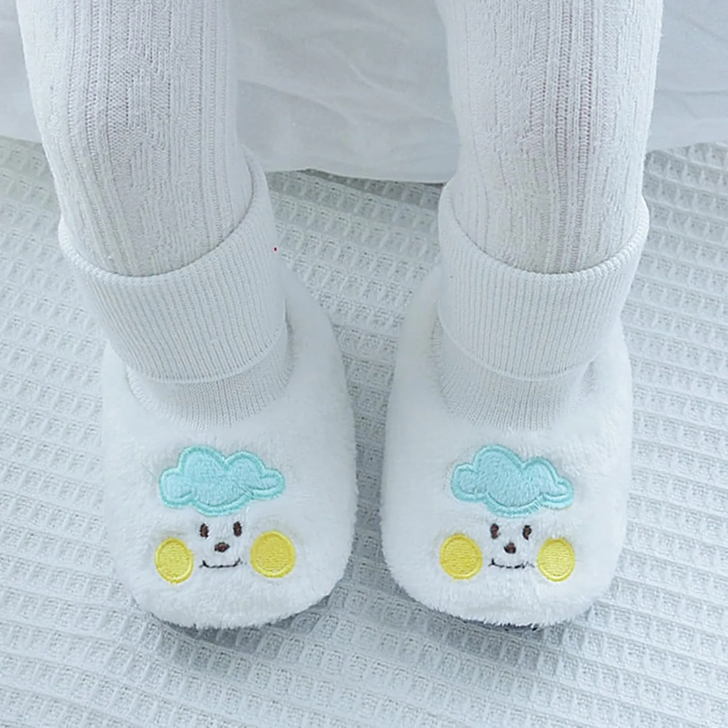 First Walking Shoes Kids Socks Shoes Toddler Shoes Cotton Shoes Plus Velvet Thick Warm Soft Bottom Non-Slip Rubber Sole