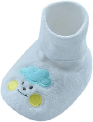 First Walking Shoes Kids Socks Shoes Toddler Shoes Cotton Shoes Plus Velvet Thick Warm Soft Bottom Non-Slip Rubber Sole