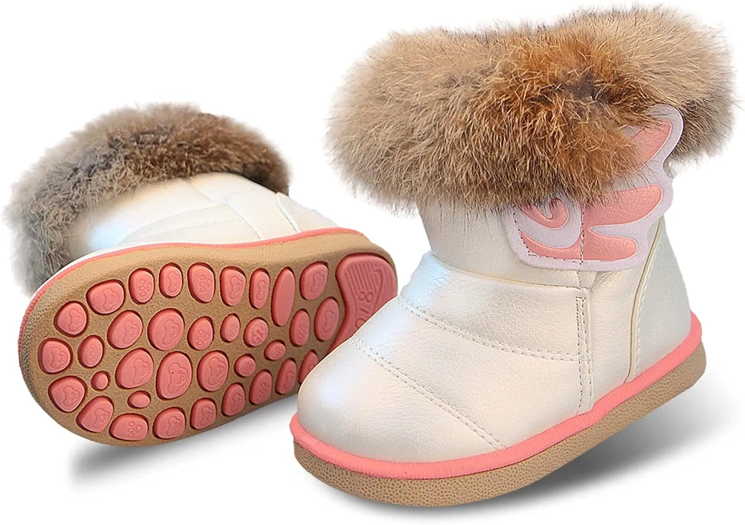 FJWYSANGU Toddler Girl Warm Winter Snow Boots Plush inner Outdoor Boots Waterproof Walking Shoes Flat Easy on for Toddlers Little Girls