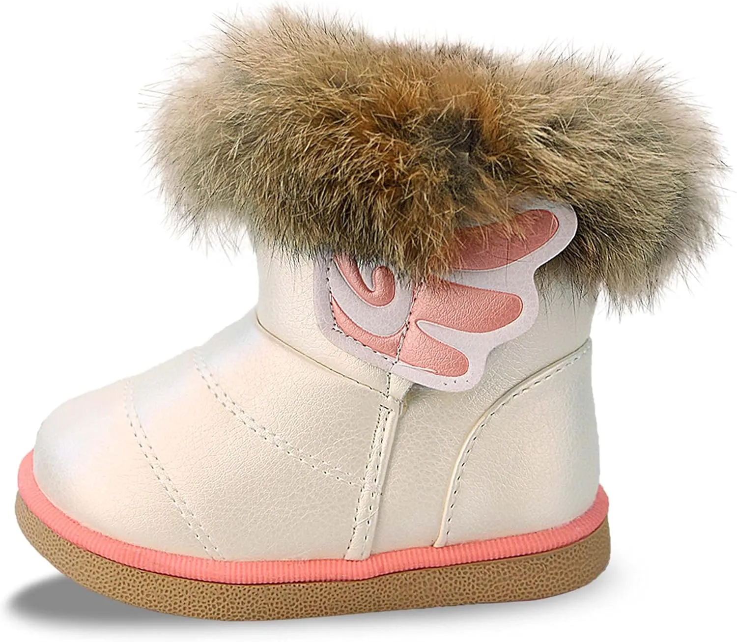FJWYSANGU Toddler Girl Warm Winter Snow Boots Plush inner Outdoor Boots Waterproof Walking Shoes Flat Easy on for Toddlers Little Girls