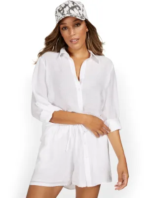 Gauze Oversized Long-Sleeve Shirt