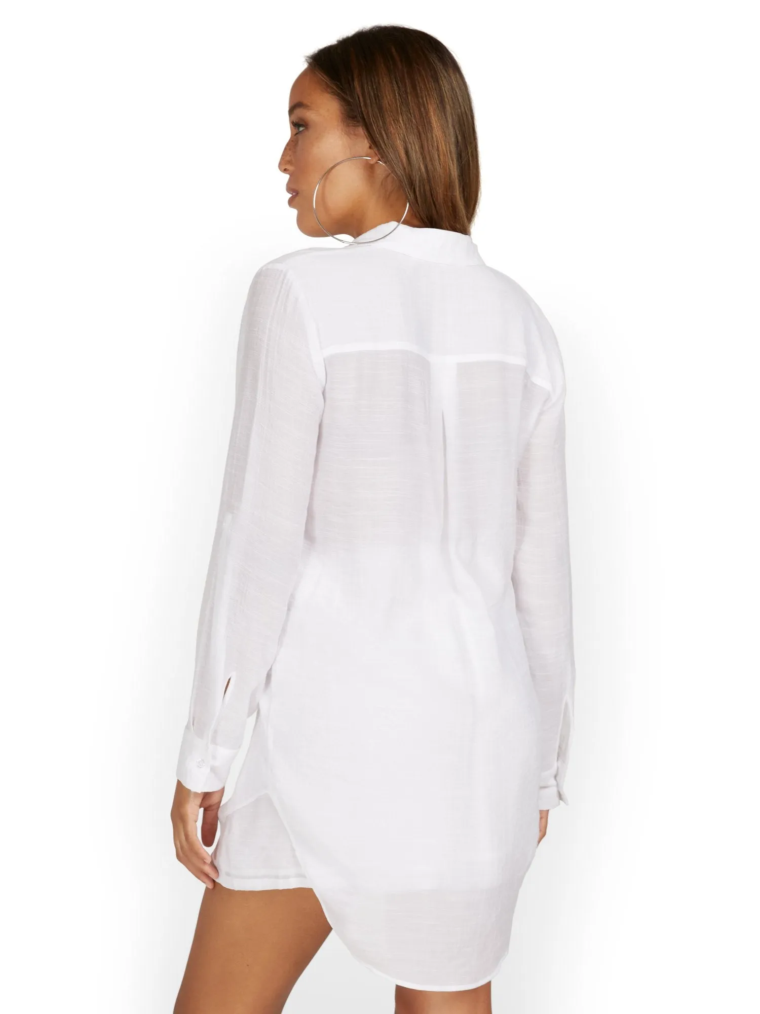 Gauze Oversized Long-Sleeve Shirt