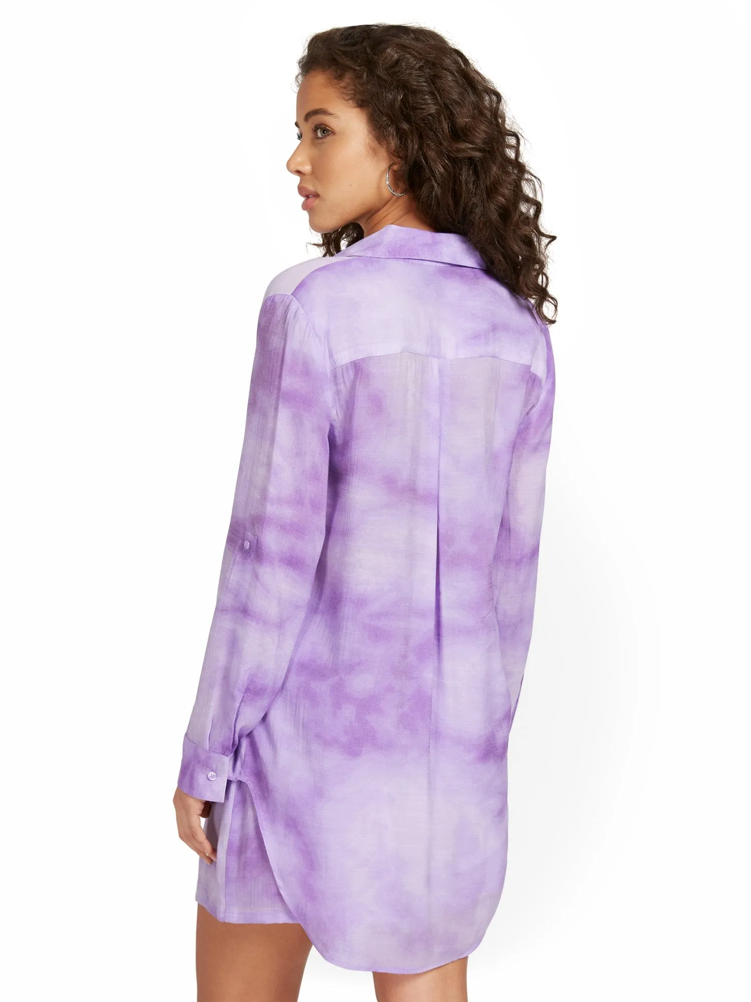 Gauze Oversized Long-Sleeve Tie-Dye Shirt