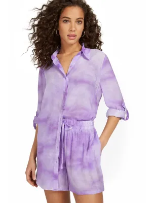 Gauze Oversized Long-Sleeve Tie-Dye Shirt