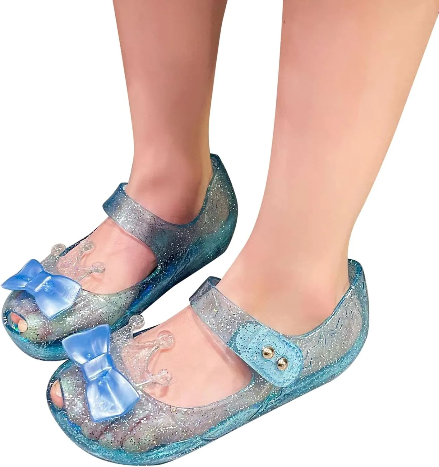 Girl Rubber Shoes Girls Shoes Crown Flash Diamond Crystal Soft Sole Non Slip Sandals Jelly Black Baby Sneaker