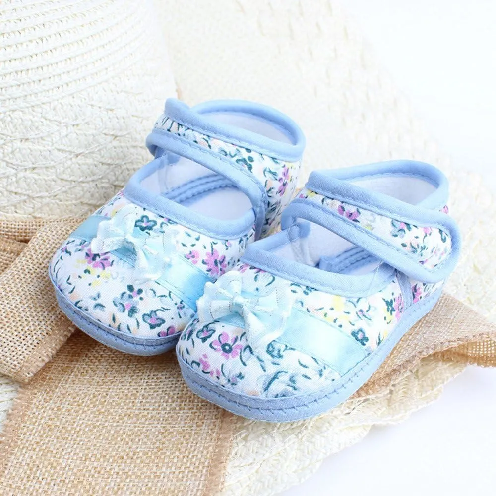 Girl Toddler Baby Casual Soft Shoes Bowknot Sole Baby Strap On Non-Slip Baby Toddler Single Shoes Bow Square Mouth Shoes