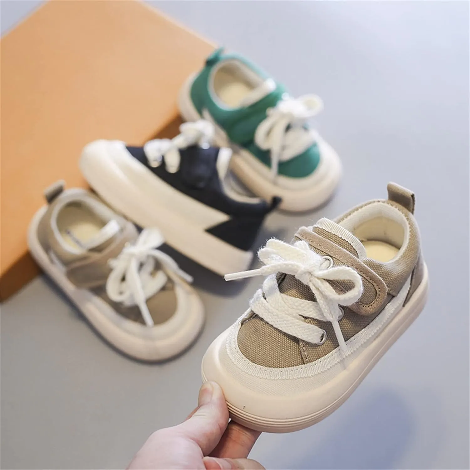 Girls Athletic Shoes Unisex Baby Boy Girl Low Top Canvas Sneaker Soft Sole Infant Lace up Shoe Toddler Slip-On Cute