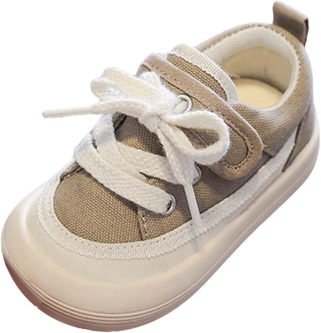 Girls Athletic Shoes Unisex Baby Boy Girl Low Top Canvas Sneaker Soft Sole Infant Lace up Shoe Toddler Slip-On Cute