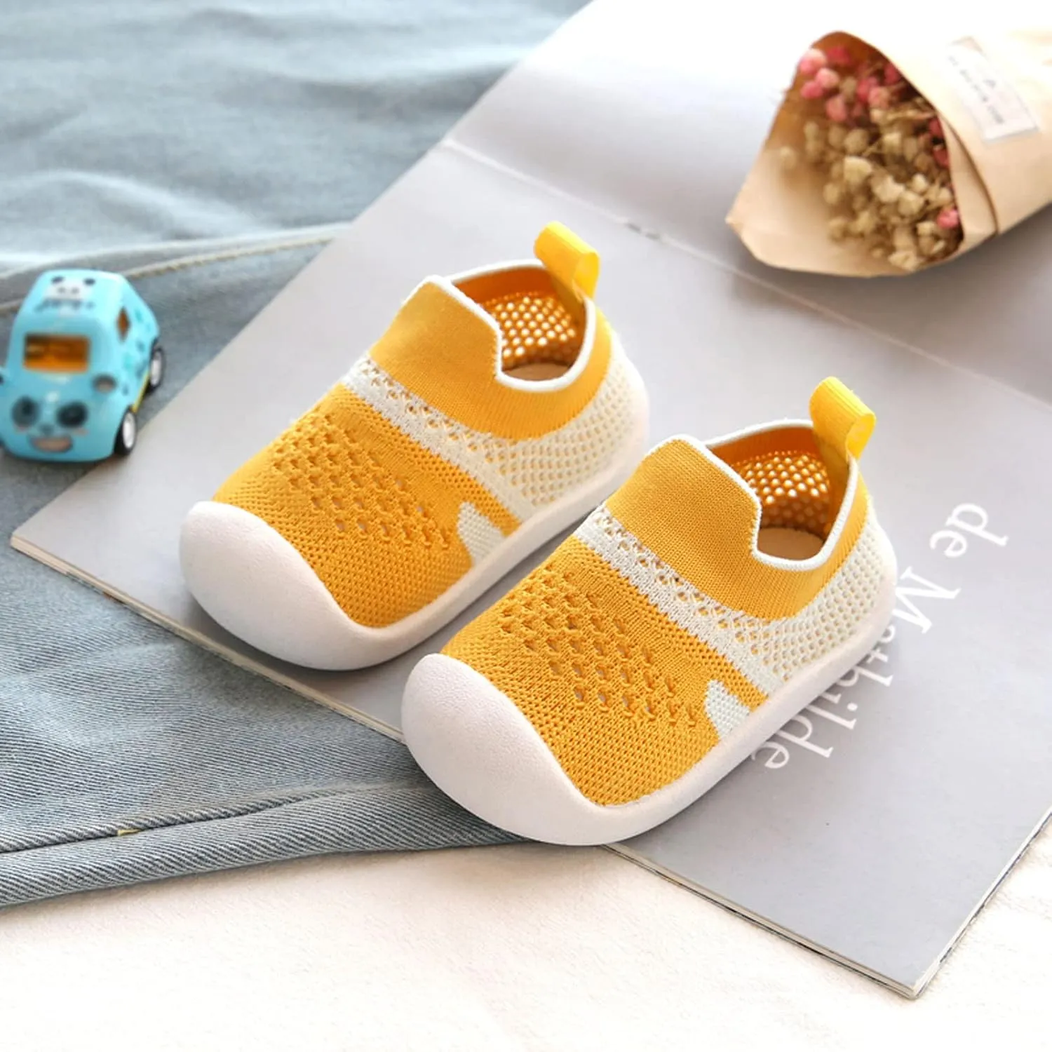 Girls Boys Leisure Shoes Mesh Soft Bottom Breathable Slip On Sport Shoes Socks Shoes Toddler 8 Shoes