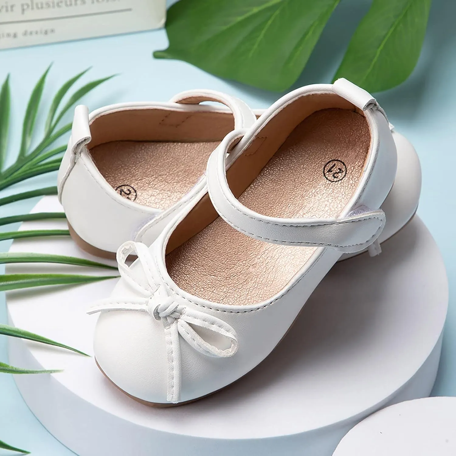 Girls Dress Shoes,1-4 Years Kids Leather Princess Shoes with Bow Non Slip Children Student Ballet Shoes Baby Shoes