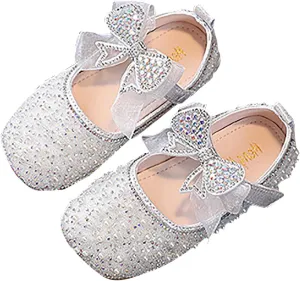 Girls Dress Shoes,1-4 Years Kids Leather Princess Shoes with Bow Non Slip Children Student Ballet Shoes Baby Shoes