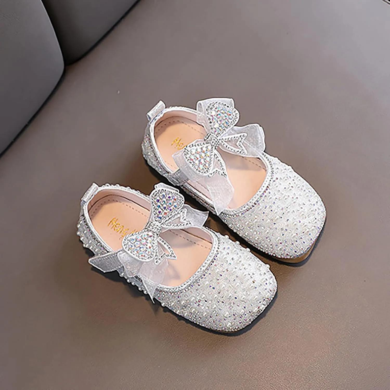 Girls Dress Shoes,1-4 Years Kids Leather Princess Shoes with Bow Non Slip Children Student Ballet Shoes Baby Shoes