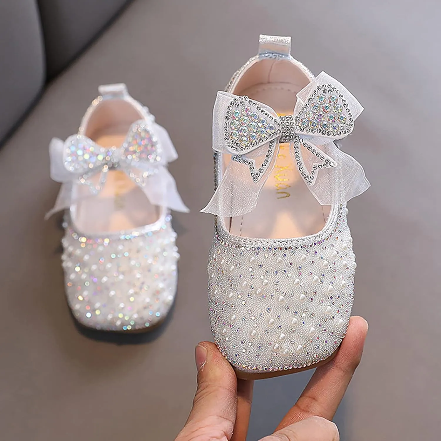 Girls Dress Shoes,1-4 Years Kids Leather Princess Shoes with Bow Non Slip Children Student Ballet Shoes Baby Shoes