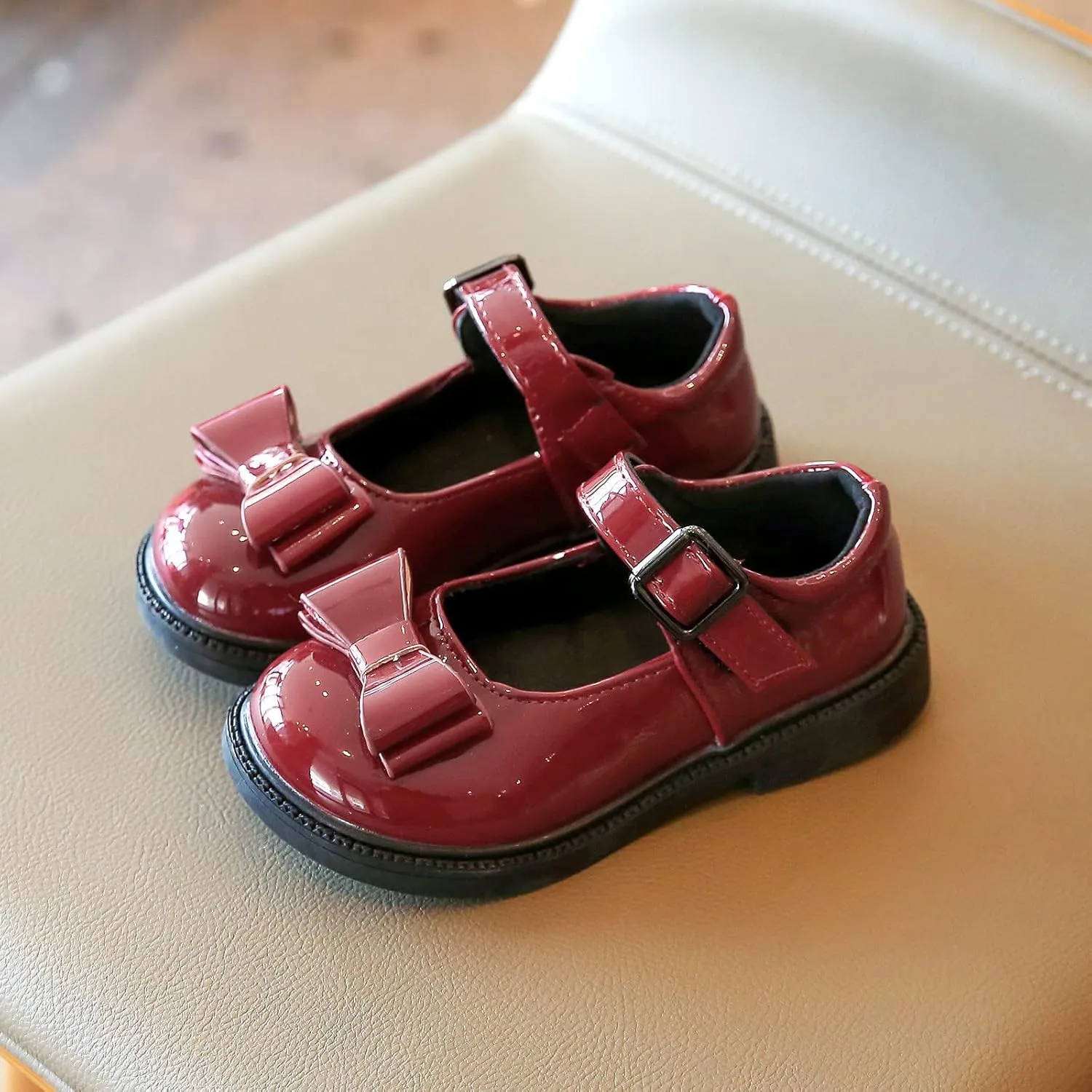 Girls Kids Mary Jane Shoes Bow Rubber Sole Ankle Sandals Baby Childrens School Dress Dance Casual Non Slip Shoes