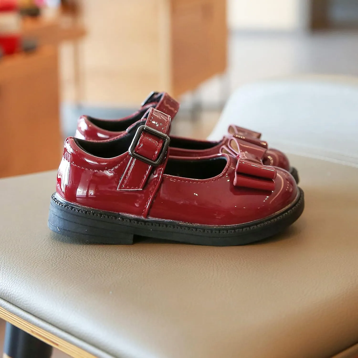 Girls Kids Mary Jane Shoes Bow Rubber Sole Ankle Sandals Baby Childrens School Dress Dance Casual Non Slip Shoes