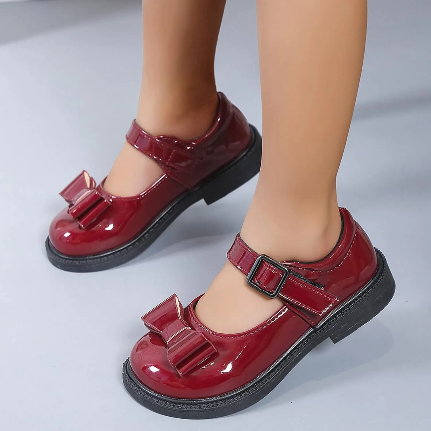 Girls Kids Mary Jane Shoes Bow Rubber Sole Ankle Sandals Baby Childrens School Dress Dance Casual Non Slip Shoes