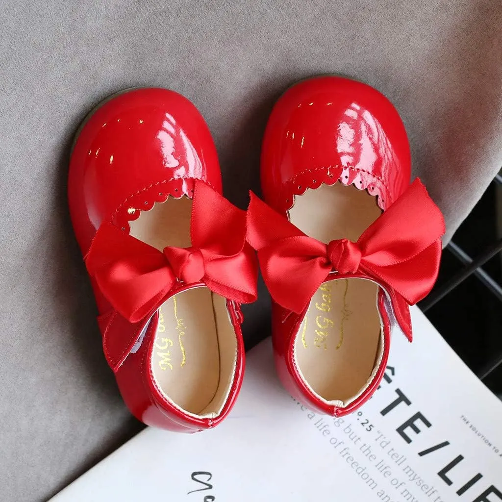 Girls Leather Sneakers Soft Rubber Sole Toddler Kids Baby Girls Butterfly Knot Princess Leather Shoes Sandals